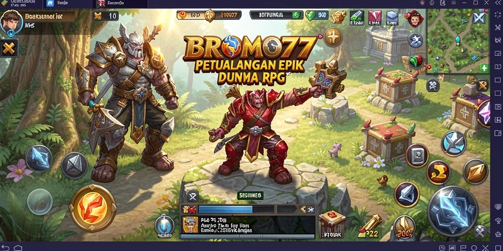 Tampilan gameplay seru dari BROMO77 dengan aksi pertempuran yang mendebarkan.