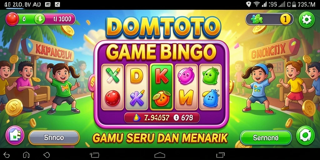 Tampilan gameplay seru dalam DOMTOTO yang penuh warna.