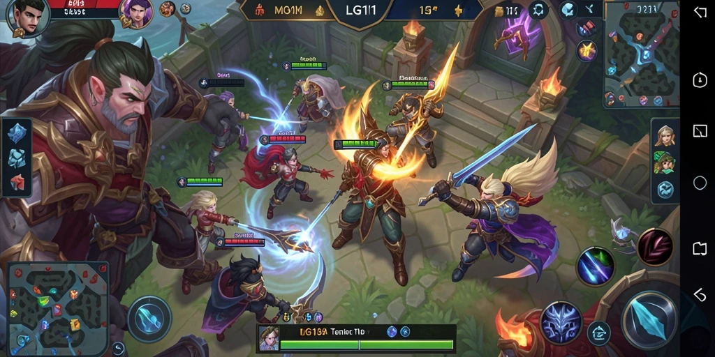 Tangkapan layar gameplay LG111 menampilkan pertarungan tim yang intens.