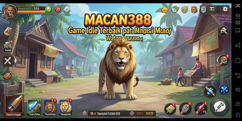 Tampilan gameplay seru di MACAN388 dengan karakter yang sedang bekerja.