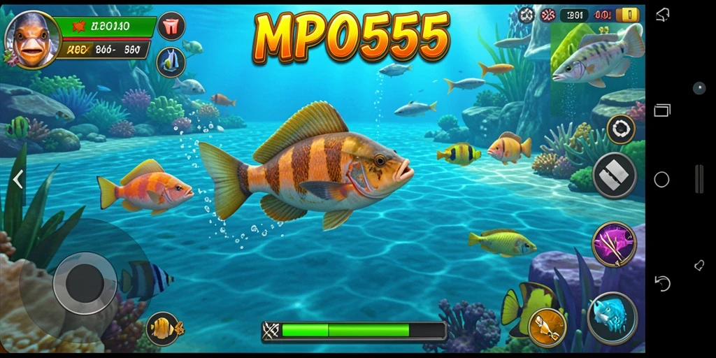 Tampilan gameplay MPO555 yang seru saat menangkap ikan.