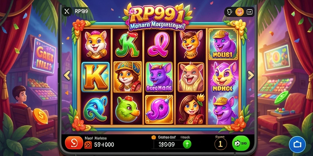 Screenshot permainan RP99 menampilkan keseruan bermain slot dengan grafis menawan.