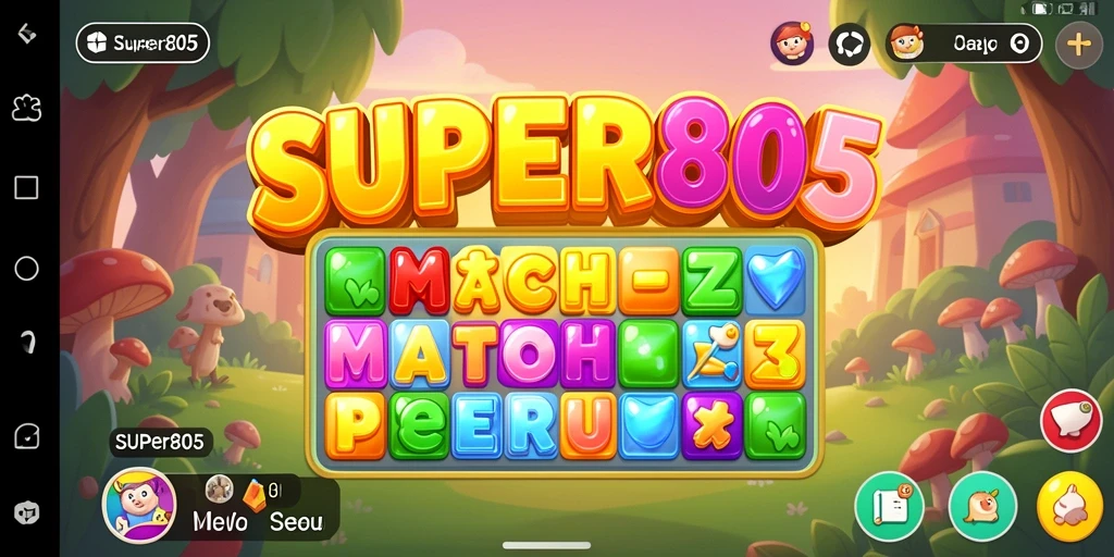 Screenshot gameplay SUPER805 yang menampilkan aksi mencocokkan elemen.