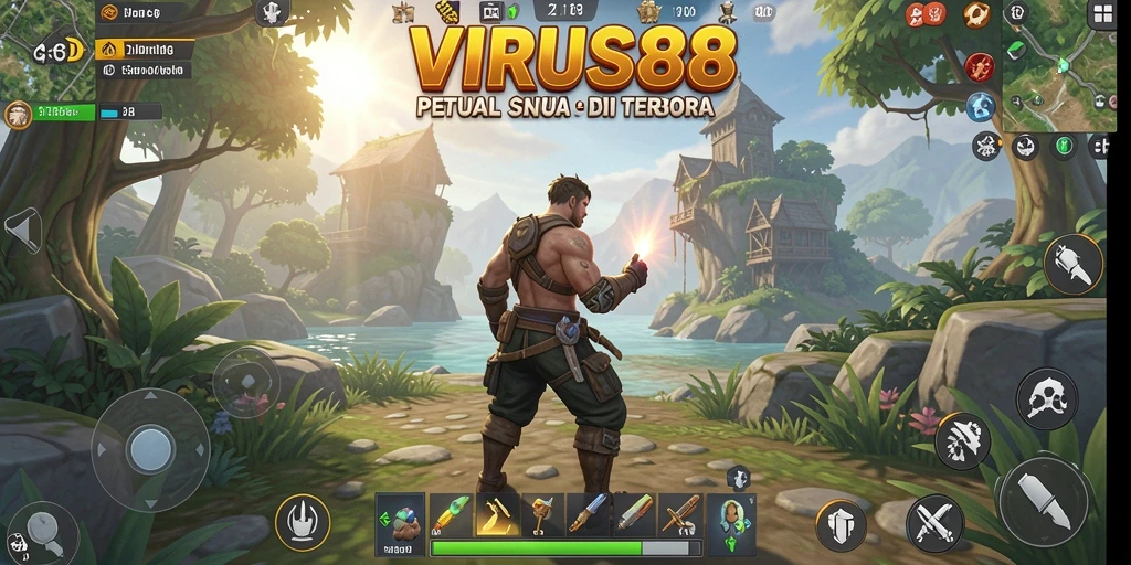 Tangkapan layar gameplay dari <strong>VIRUS88</strong> yang menampilkan dunia terbuka yang luas.